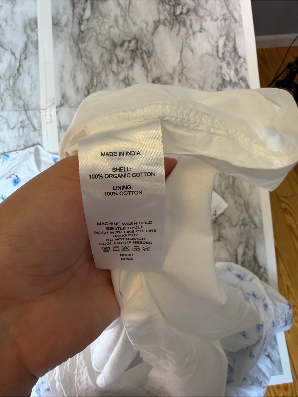 Quince White Maxi Dress with Blue Floral Print 100% organic cotton size XL NWT - Picture 4 of 7